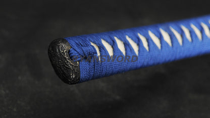 Katana 1095 High Carbon Steel Hand-Drawn Wave Saya Full tang sharp