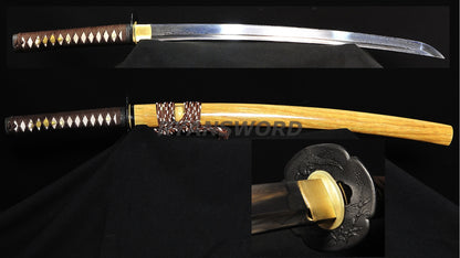 Razor Sharp Wakizashi Folded Steel Blade Iron Fittings Japanese swords