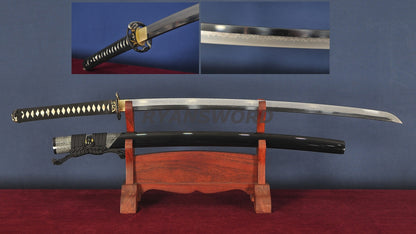 Katana Clay Tempered Choji Hamon With Polish Snake Tsuba Rayskin Saya