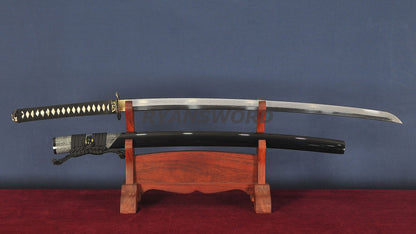 Katana Clay Tempered Choji Hamon With Polish Snake Tsuba Rayskin Saya