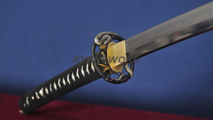 Katana Clay Tempered Choji Hamon With Polish Snake Tsuba Rayskin Saya