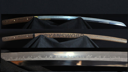 Shirasaya Katana Choji Hamon Clay Tempered full tang sharp japanese sword
