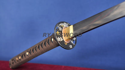 Choji Hamon Katana Koshi SORI 1095 Steel full tang sharp red saya