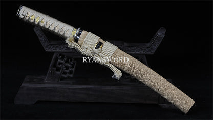 Tamahagane Tanto Moroha-Zukruri Double Edge Double Hamon Full Raykin Saya Top quality