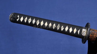 Katana 1095 Steel Hitatsura Hamon lacquer Painting Saya japanese sword full tang