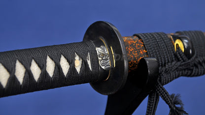 Katana 1095 Steel Hitatsura Hamon lacquer Painting Saya japanese sword full tang