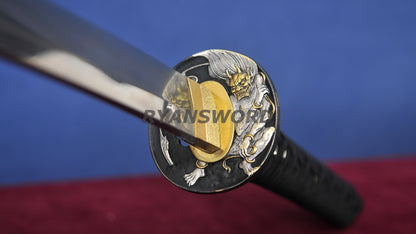 Katana 1095 Steel Hitatsura Hamon lacquer Painting Saya japanese sword full tang