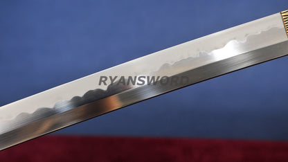 Katana 1095 Steel Choji Hamon Hazuya Polish lacquer Painting Saya full tang