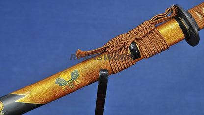 Katana 1095 Steel Clay Tempered lacquer Painting Saya japanese sword full tang