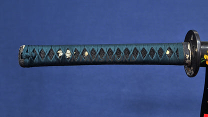 Katana Honsanmai Clay Tempered lacquer Painting Saya japanese sword full tang