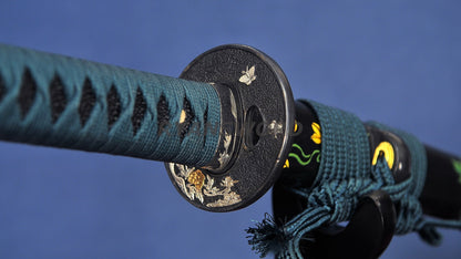 Katana Honsanmai Clay Tempered lacquer Painting Saya japanese sword full tang