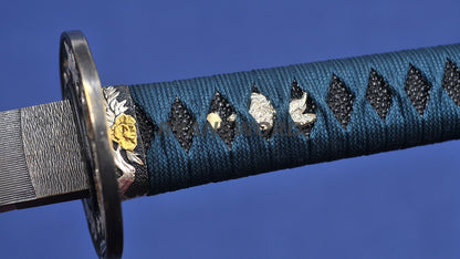Katana Honsanmai Clay Tempered lacquer Painting Saya japanese sword full tang