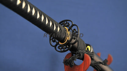 T10 Steel Clay Tempered Katana iron tsuba japanese sword full tang