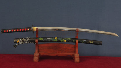 Katana Honsanmai Clay Tempered Hazuya Polish Lacquer Painting Saya Sharp