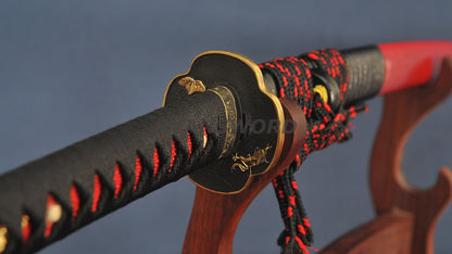 Katana Damascus Steel Mantis Theme  Blade Tsuba full tang