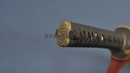 Katana Damascus Steel Mantis Theme  Blade Tsuba full tang
