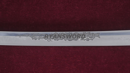 Katana 1095 High Carbon Steel Clay Tempered with Engraving sharp full tang