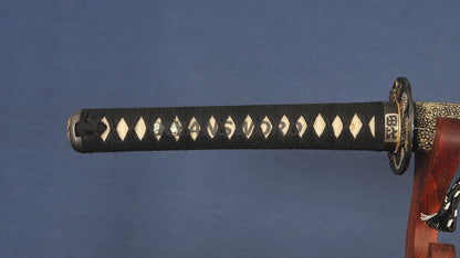 Katana 1095 High Carbon Steel Clay Tempered with Engraving Full tang Ray skin saya