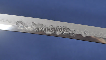 Katana 1095 High Carbon Steel Clay Tempered with Engraving Full tang Ray skin saya