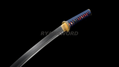 Wakizashi Folded Steel Japanese Sword Brass Tsuba Battle Ready full tang sharp