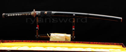 T10 Steel Clay Tempered Katana Japanese sword for samurai full tang battle ready razor sharp Wave style