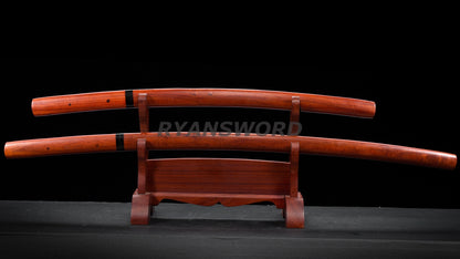 Baisho Katana+Wakizashi Japanese Sword Set Redwood Shirasaya full tang Sharp