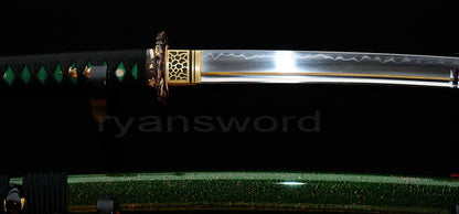 T10 Steel Clay Tempered Katana japanese sword for samurai battle ready brass tsuba