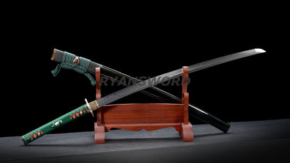 Japanese Sword Set Katana+Wakizashi+Tanto Honsanmai Rayskin Saya Copper Fittings