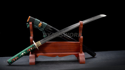 Japanese Sword Set Katana+Wakizashi+Tanto Honsanmai Rayskin Saya Copper Fittings