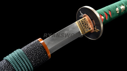 Japanese Sword Set Katana+Wakizashi+Tanto Honsanmai Rayskin Saya Copper Fittings