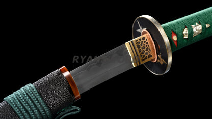 Japanese Sword Set Katana+Wakizashi+Tanto Honsanmai Rayskin Saya Copper Fittings