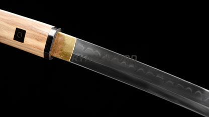 Katana Japanese Sword Shirasaya 1095 Steel Clay Tempered Mirrorlike Bright Blade