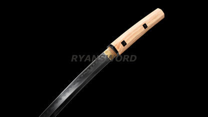 Katana Japanese Sword Shirasaya 1095 Steel Clay Tempered Mirrorlike Bright Blade