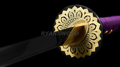 Folded Steel Wakizashi Iron Tsuba Sharp full tang japanese sword sharp
