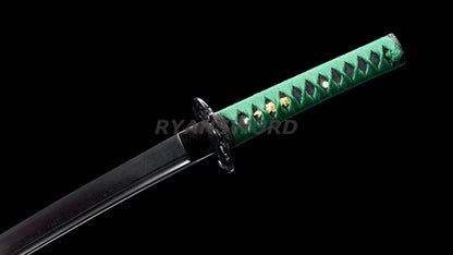 Black Blade Folded Steel Wakizashi Iron Tsuba Sharp full tang