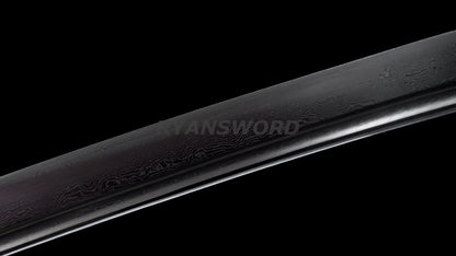 Black Blade Folded Steel Wakizashi Iron Tsuba Sharp full tang