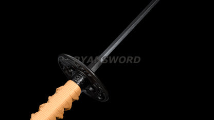 Wakizashi  T10  Steel Black Blade Iron Tsuba full tang Japanese sword