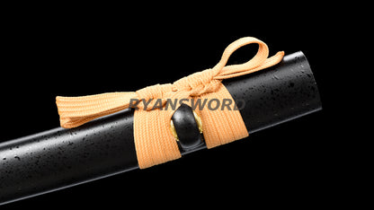 Wakizashi  T10  Steel Black Blade Iron Tsuba full tang Japanese sword