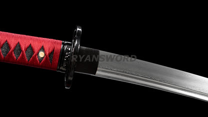 Wakizashi Damascus Folded Steel Full Tang japanese sword for samurai sharp