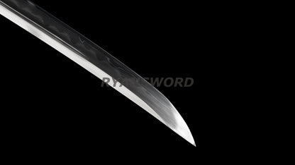 Japanese Wakizashi Silver Tsuba Clay Tempered Unokubi-Zukuri Blade Battle Ready