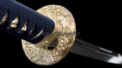Japanese Wakizashi Silver Tsuba Clay Tempered Unokubi-Zukuri Blade Battle Ready
