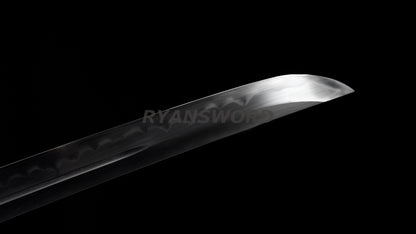 Clay Tempered Wakizashi 1095 Carbon Steel Blade Rayskin Saya full tang sharp