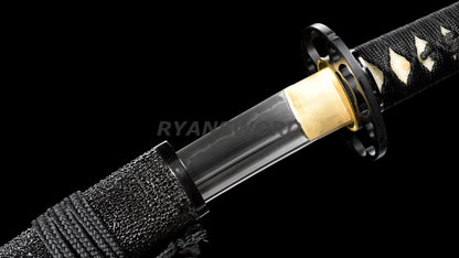 Clay Tempered Wakizashi 1095 Carbon Steel Blade Rayskin Saya full tang sharp