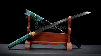 Clay Tempered Wakizashi Japanese Sword  T10 Steel Blade Copper Tsuba Heavy Cutting
