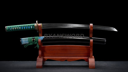 Clay Tempered Wakizashi Japanese Sword  T10 Steel Blade Copper Tsuba Heavy Cutting