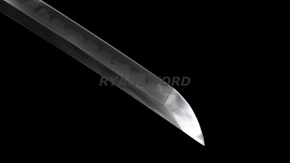 Clay Tempered Wakizashi Japanese Sword  T10 Steel Blade Copper Tsuba Heavy Cutting