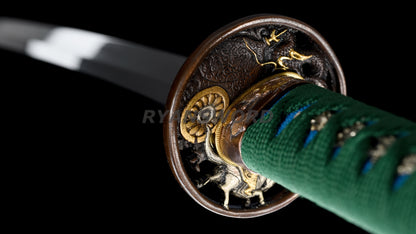Clay Tempered Wakizashi Japanese Sword  T10 Steel Blade Copper Tsuba Heavy Cutting