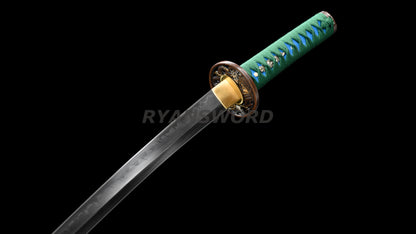 Clay Tempered Wakizashi Japanese Sword  T10 Steel Blade Copper Tsuba Heavy Cutting