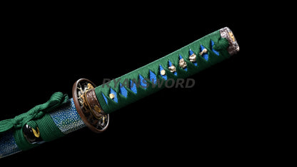 Clay Tempered Wakizashi Japanese Sword  T10 Steel Blade Copper Tsuba Heavy Cutting