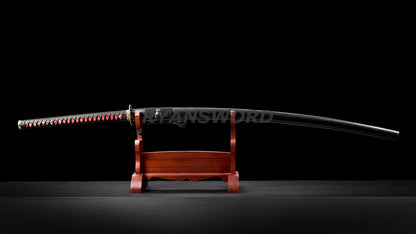 53"Folded Steel Nodachi Japanese Long Sword Reddish Black Blade